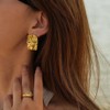 Chunky Irregular Hammered Stud Earrings for Women 18k Gold Plated
