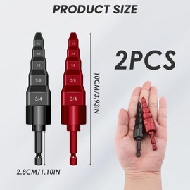 2 Sets HVAC Flaring Tools, Swaging Tube Repair 5 in 1 Air Conditioner Copper Pipe Expander Flaring Swaging Drill Set Copper Tubing Tool with 1/4", 3/8", 1/2", 5/8", 3/4" Bits, Black and Red