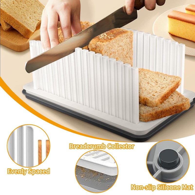 Adjustable Bread Slicer, Folding and Adjustable Manual Handhold Homemade Slicer,