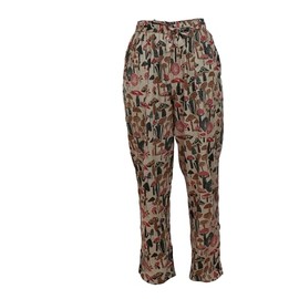 Ezhippie Womens Hippie Trouser Mushroom Print Harem Pants Elastic Waist Yoga Boho Pajama (Natural/XXL)