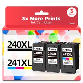 Oillike 240XL 241XL Ink Cartridges 3 Pack Compatible Replacement for Canon PG-240 CL-241 XL pg240 cl241 Combo to MG3620 MG3600 MG3520 TS5120 MG2120 MX472 MX452 MX512 MX532 Printer (2 Black,1 Color)