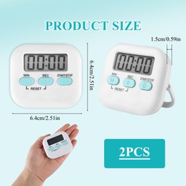 2PCS Digital Kitchen Timer with Loud 96dB Alarm,Magnetic Countdown Stopwatch with Large LCD Display,Back Stand & Hanging Hole,Ideal for Cooking,Kids,Teacher,Gym,Bathroom (White)