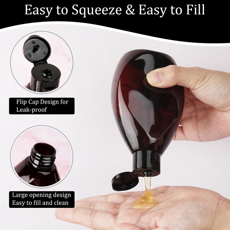 Wowang Plastic Squeeze Bottles with Flip Cap 6.9oz 5 Pack