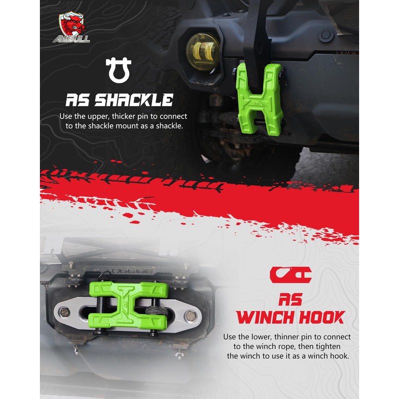AMBULL H-Shaped Towing Winch Shackle, Heavy Duty Winch Fairlead Hook,