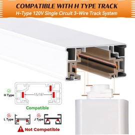 AOAXL H Type Track Lighting Heads, 7W 5500K Cool White Dimmable Bright GU10 Base Adapter Track Lighting Fixtures for Desk Living Room Kitchen Art Exhibition, White 8 Pack