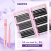 Sixstarhair Cluster Lashes Kit 580Pcs Individual Eyelashes with Bond and