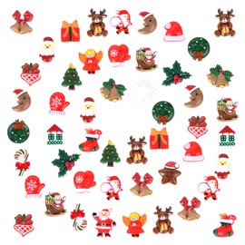 Christmas Pendants, Pack of 50 Mini Pendants, Christmas Decoration, Mini Accessories, Resin Christmas Decoration, Miniature Decoration, Christmas Tree Santa for Crafts, Snowman Decoration for DIY