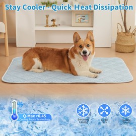 Dog Cooling Mat, Washable Cooling Mat for Dog, Foldable Kennel Pet Bed, Cool Pad (Cool &Warm Surface) for All Seasons Use, Pet Pads for Cats Use in Crate (Extra Large - 44 X 32 Inch)