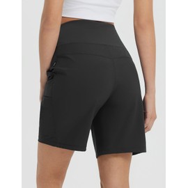 baleaf Women's Cargo Shorts High Waisted Waterproof Quick Dry Walking Hiking Travel Shorts 7'' with Pockets Black XXL