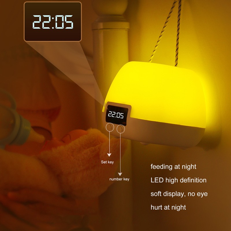 Remote Control Night Light Adjustable LED Portable Bedside Clock Lamp