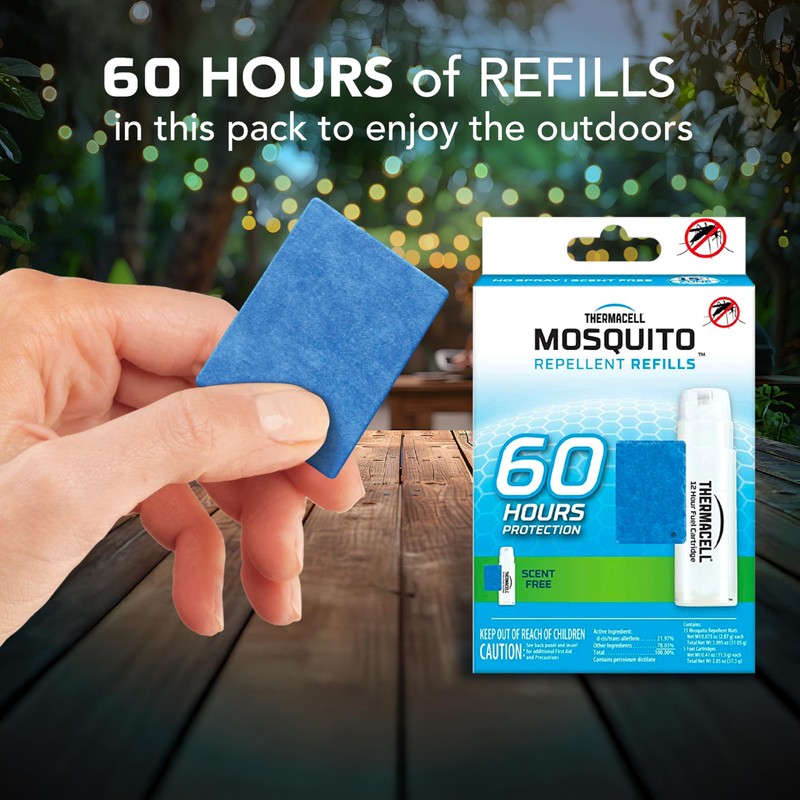 Thermacell Mosquito Repellent Refills, 60-Hour Pack; Contains 15 Repellent Mats,