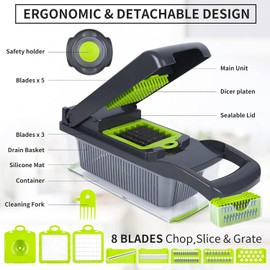 Vegetable Chopper, Multifunctional Kitchen Vegetable Slicer Dicer Cutter, Mandoline Vegetable Slicer Salad Chopper, Carrot and Garlic Chopper - Veg Chopper and Dicer - Kitchen Tools & Gadgets