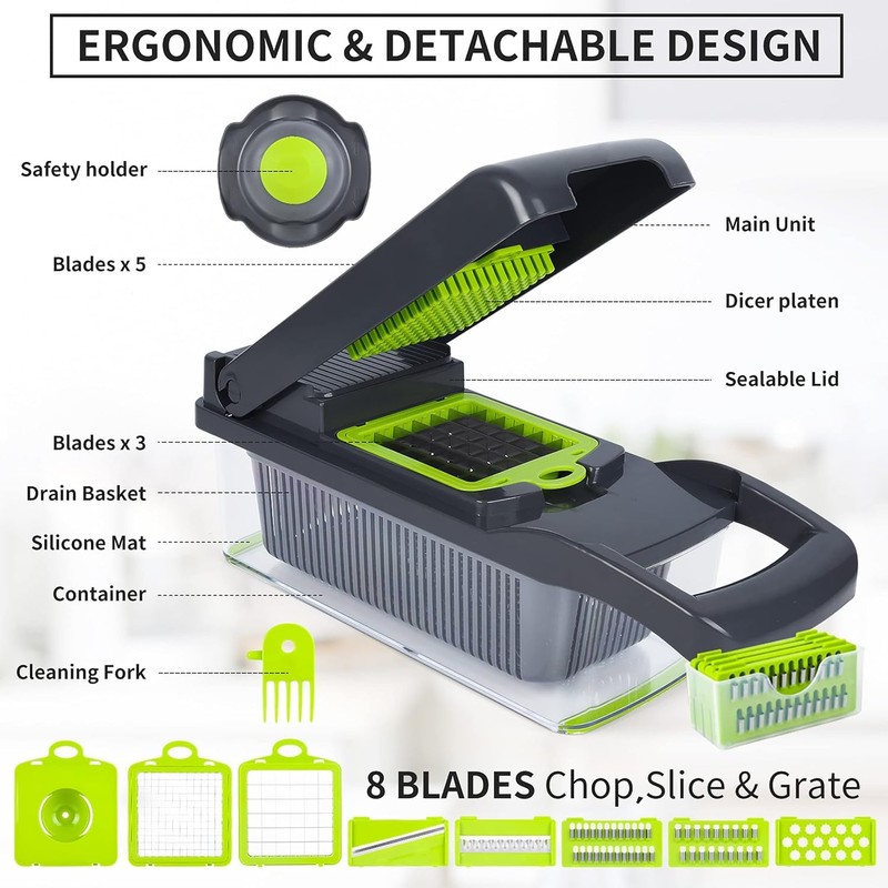 Vegetable Chopper, Multifunctional Kitchen Vegetable Slicer Dicer Cutter, Mandoline Vegetable