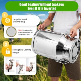 60L/15.9Gallon Milk Cans, Stainless Steel Milk Bucket Farmhouse Liquid Storage Wine Brew Tank Ice Milk Transport Jugs