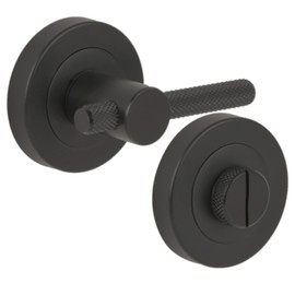 HANDLEZONE® Knurled Bar Designer Bathroom Toilet Door Thumb Turn and Release Set - Black Matt