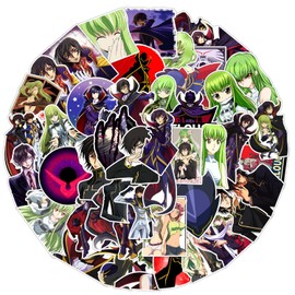 Code Geass Stickers 50 Pieces for Suitcase, Skateboard, Laptop, Computer, Water Bottles, Car, Teenager, Boys and Girls, Waterproof Sticker