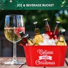 Ja'Cor Christmas Red Plastic Oval Buckets with Handles, Gift Baskets