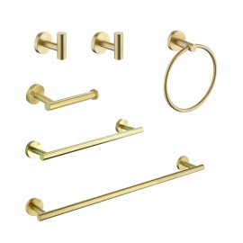 Modern Wall Mount Stainless Steel Bathroom Towel Rack Set 6 Piece Polished Finish Premium Bath HardwareColor: as Pic Color