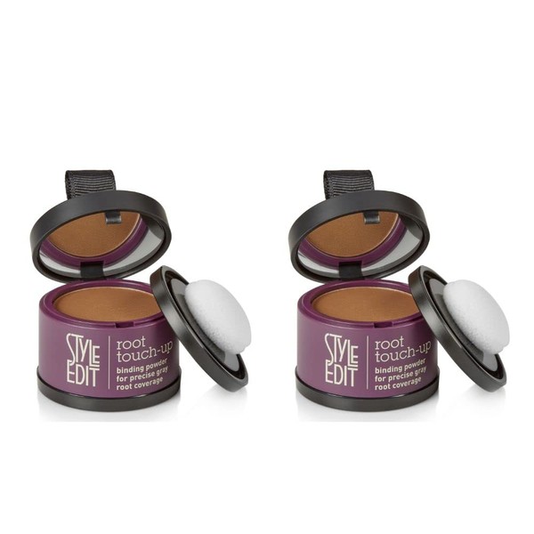 Root Touch Up Powder for Medium Brown Hair by Style Edit | Cover Up Hair Color for Grays and Roots Coverage | Root Concealer for Medium Brown Hair | Mineral Infused Binding Hairline Powder 2 Pack