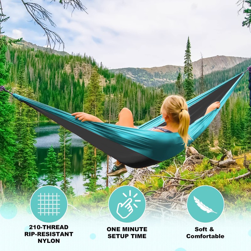 SZHLUX Camping Hammock Double & Single Portable Hammocks with 2