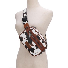 Wrangler Waist Pack for Women Cow Print Fanny Pack Men's Crossbody Belt Bag With Guitar Strap