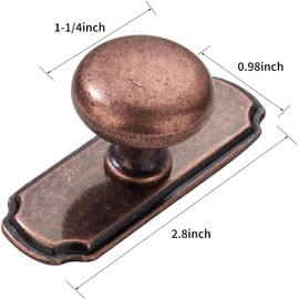 khtumeware 2 Pack 1-1/4 inch Backplate for Cabinet Knobs Antique Copper Drawer Knobs Cabinet Hardware Vintage Aged Knobs with Backplate