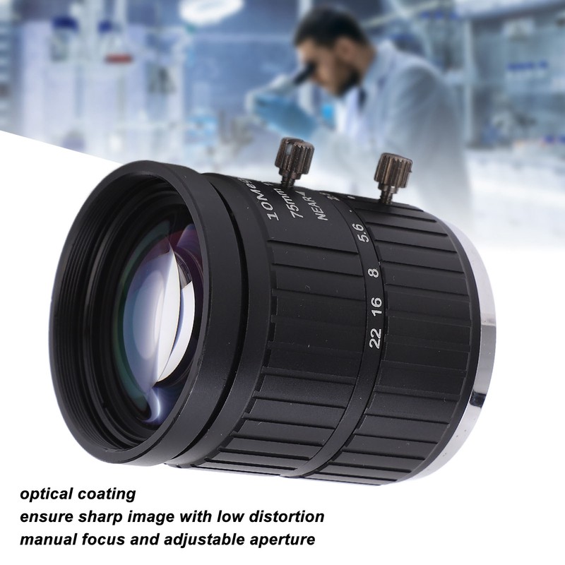 C Mount Lens 75mm Focal Length 10MP Pixels Fixed Zoom