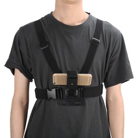 Adjustable Chest Strap for Sports Camera Phones, Sturdy Strap Mount for Outdoor Sports, J-shaped Base, Phone Clip Mount, Mounting Bracket