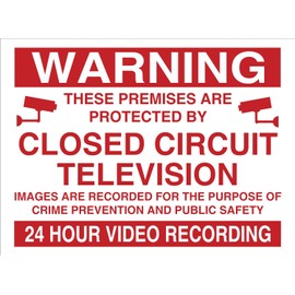 [WOOTTON INDUSTRIES LIMITED] Warning 24HR Video Recording Sign Rigid Plastic Printed [200mmx150mm] CCTV Security Crime Prevention