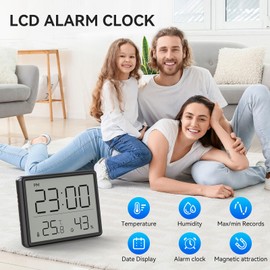 Lancoon Reloj Electrónico, LCD Alarma Pequeña con Pantalla de Pared Multifuncional Temperatura Humedad Sensorial 12/24 Horas ℃/℉ Soporte de Batería para el Hogar Estudiantes Oficina.