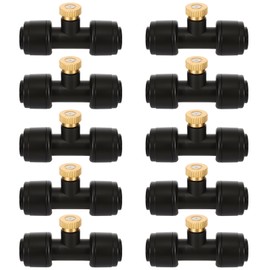 Joyhalo 10 Pack Brass Misting Nozzles,1/4 Inch Mister Replacement Nozzle Tee for Outdoor Cooling Misting System