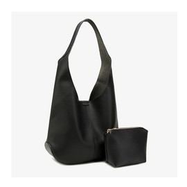 Women's Slouchy Hobo Bag - Pebbled Faux Leather Shoulder Tote with Top Handle, Stylish Handbags for Women (Black)