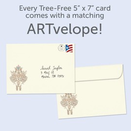 Tree-Free Greetings - Diwali Card - Artful Designs - 2 Cards + Matching Envelopes - Made in USA - 100% Recycled Paper - 5"x7" - Vibrant Elephants Diwali (GT61502)