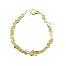 Citrine 4-8 mm Nugget Tumble Shape Faceted Cut Gemstone Beads 7 Inch Stacking Bracelet with 925 Sterling Silver - Silver Plated Lock Gemstone Clasp Bracelet - Link Chian Bracelet for Men / Women,