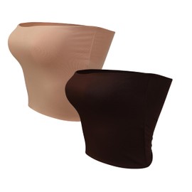 Womens 2 Pack Tube Tops Crop Tops Going Out Strapless Basic Backless Sleeveless Bandeau Summer Outfits 2024 S Brown Khaki