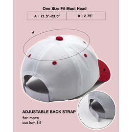 Utmost Structured Baseball Cap with Adjustable Closure - Performance Hat for Outdoor Activities and Custom Embroidery, 1pc White/Red, One Size