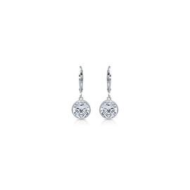 Ankra AKRJ-ER-0253 Women's Creole Earrings Rhodium-Plated 925 Sterling Silver 10.0 mm Zirconia, Sterling Silver, No Gemstone