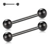 PEAKLINK Black Titanium Nipple Bars 16 Gauge Straight Internally Threaded