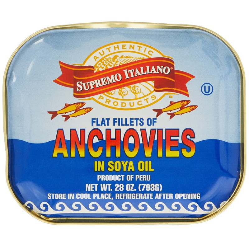 Supremo Italiano Anchovies in Soy Oil, 28 Ounce