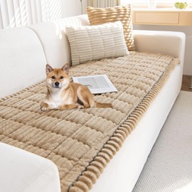 Huierxun Faux Fur Dog Couch Cover Protector Soft Fuzzy Plush Couch Cover for Dogs Washable Anti-Slip Dog Bed Cover Pet Blanket Pet Friendly Sofa Cover for Puppy Large Dog Cat (Coffee,35"x63")