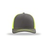 Richardson 112 Trucker OSFA Baseball Hat Ball Cap, Charcoal/Neon Yellow,