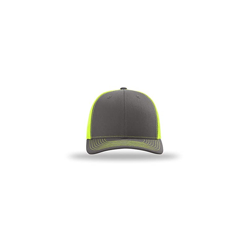 Richardson 112 Trucker OSFA Baseball Hat Ball Cap, Charcoal/Neon Yellow,