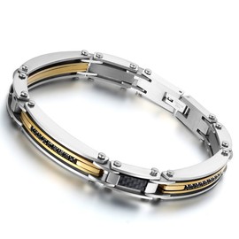 Cupimatch Men's 8MM Stainless Steel CZ Bike Link Chain Bracelet, 22cm