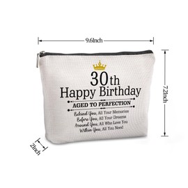Pwrlveiut Happy 30th Birthday Gifts for Women Travel Zipper Makeup Bag30th Birthday Gifts for Her Daughter Niece Granddaughter Friend Sister 30th Birthday Party Favors Gifts for 30 Year Old Woman