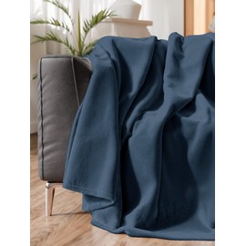 Ultra Soft Fleece Blanket King Size - Flannel Fleece Luxury King Blanket - Lightweight for Couch Bed Chair - Thick, Warm and Breathable - All Season Cozy Fuzzy, Anti-Static Microplush Bedding, Navy