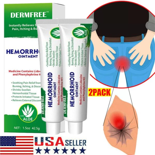 DERMFREE 2X Hemorrhoids Removal Ointment Cream Relieves Pile Pain Quickly