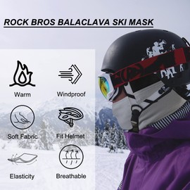 ROCKBROS Men's Balaclava Windproof Ski Mask Cold Weather Balaclava Mask Winter Thermal Hood for Skiing Cycling Helmet Grey