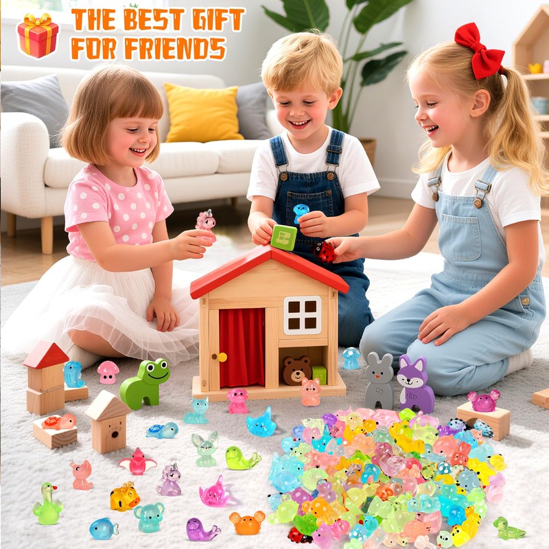 EKisemio 120 Pcs Mini Resin Animals, Glow in The Dark
