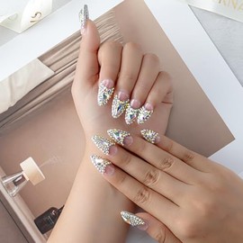 TENACIOUS & LOUCIA Handmade press on nails short, hand made nails short,fake nails,nails press ons,french tip press on nails,uñas postizas,press ons,false nails,press on nail kit (LH7 Short Almond S)