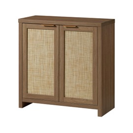 OAKHAM HOME Hampstead Storage Sideboard Cabinet with Rattan Doors, Buffet Kitchen Cabinet with Adjustable Shelves Accent Cabinet Cupboard Console for Living Room, Hallway